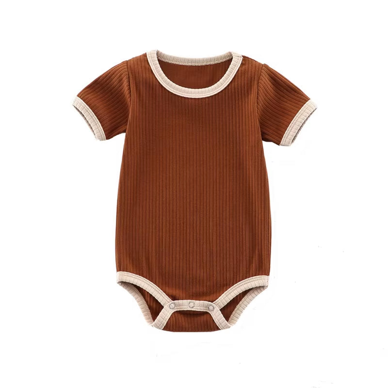 SoftNest β Ribbed Cotton Short Sleeve Romper for Newborns
