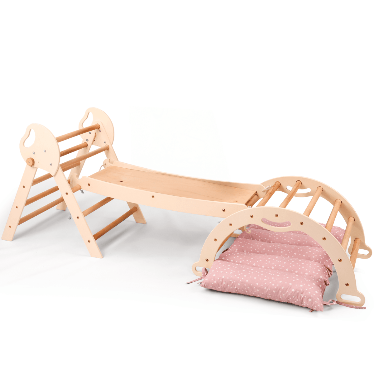 4in1 Montessori Climbing Set: Pikler Triangle, Arch, Slide Board, and Cushion for Toddlers (1β3 Years)