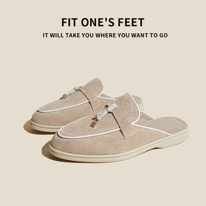 Tassel Button Cowhide Loafers – British Style Wedge Slip-On